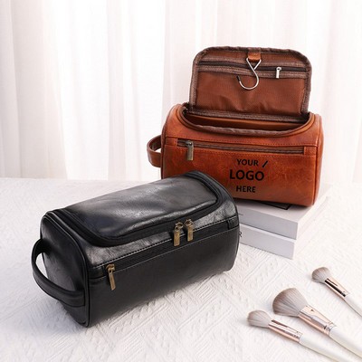 PU Leather Large Opening Toiletry Bag