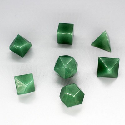 Customizable Green Aventurine Crystal DND Polyhedral Dice Set