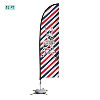 15 FT Custom Feather Flag Kit Double Sided W/ Cross Base Water Bag Feather Flag Banner W/Cross Base