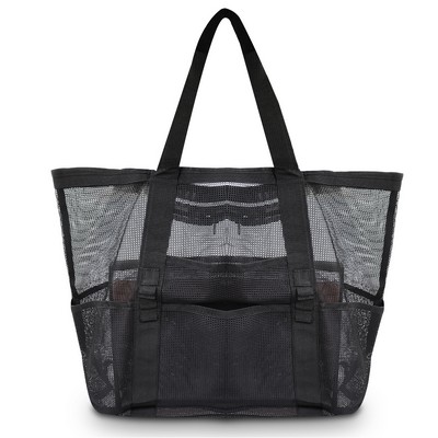 Mesh Beach Tote Bag with Waterproof Liner