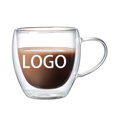 Heat-Resistant Double-Layer Glass Coffee and Tea Cup with Handle