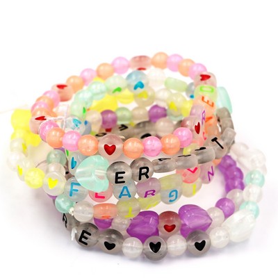 Pastel Heart and Letter Beaded Bracelets