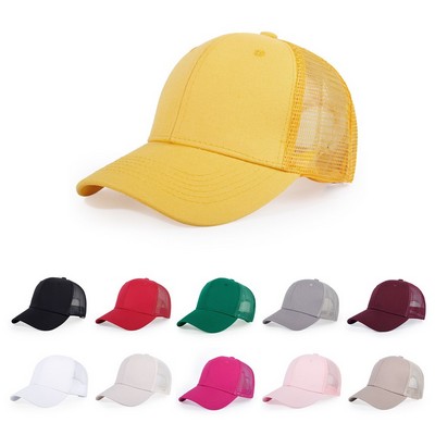 Stock Solid Color Cotton 6-Panel Trucker Cap