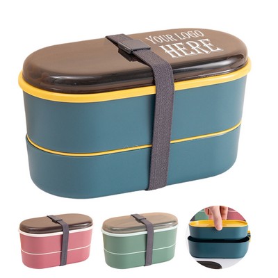 Double Layer Lunch Box With Plastic Utensils