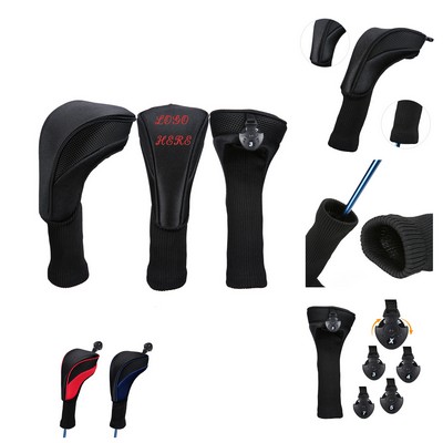 Golf Club Head Covers 3-Piece Set With Replaceable Labels