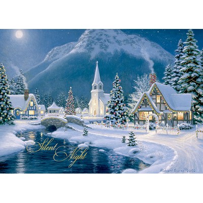 Silent Night in the Village Greeting Card