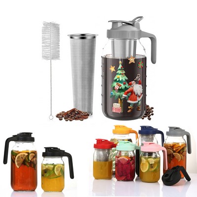 Cold Brew Coffee Maker Pitcher with Brush and Strainer