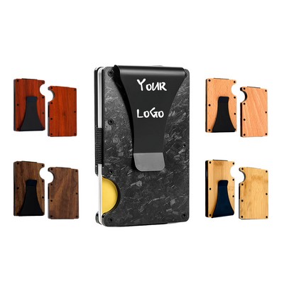 Wooden Wallet Ultra-thin Metal Money Clip Simple Aluminum Wallet Card Holder