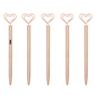 Heart Shaped Paper Clip Twist Metal Pen