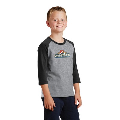 Port & Company® Youth Core Blend 3/4-Sleeve Raglan Tee