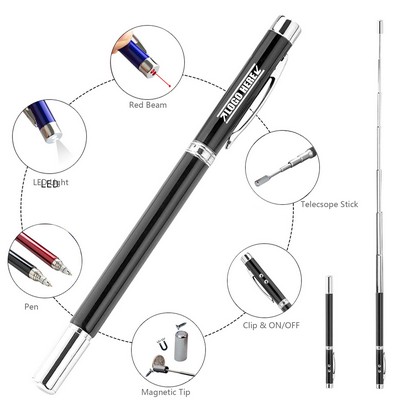 Multi-Tool Metal Pen with Flashlight Ballpoint and Magnetic Tip