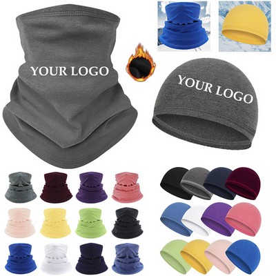 Polar Fleece hat Windproof Neck Warmer Gaiter Set