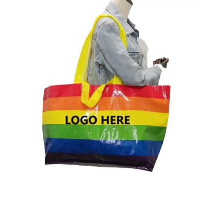 Rainbow PP woven Grocery Bags Reusable Shopping Bags