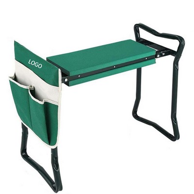 Foldable Garden Kneeling Stool Bench W/ Tool Pouch