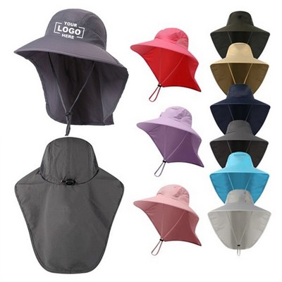 Practical Wide Brim Bucket Sun Visor Hat with a Functional Neck Flap for Outdoor Adventures