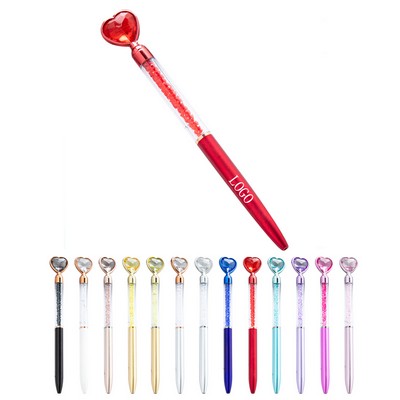 Valentine's Day Plactic Heart-Shaped Crystal Ballpoint Pen