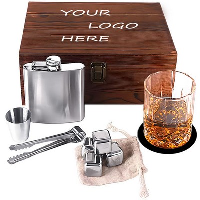 Whiskey Flask & Whiskey Stones Set