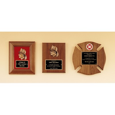 Wexford Series Fireman Award Plaque w/ Antique Bronze Casting (7"x9")