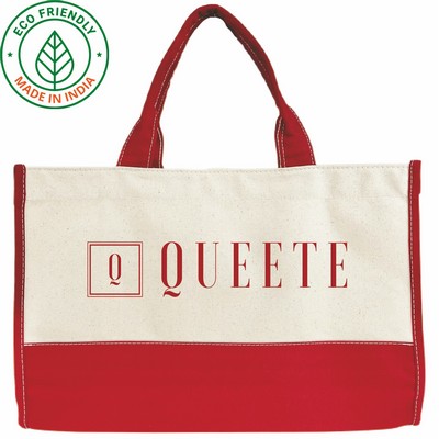 Market Tote Bag Eco Friendly Canvas Red Trim