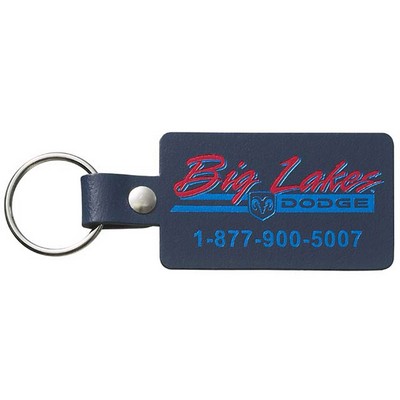 Large Rectangle Bonded Leather Riveted Key Tag (1 1/2"x3 1/4")