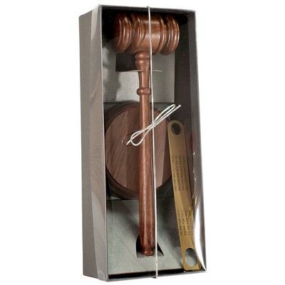 Director's 10" Walnut Gavel Set w/ Brass Band & Sounding Block