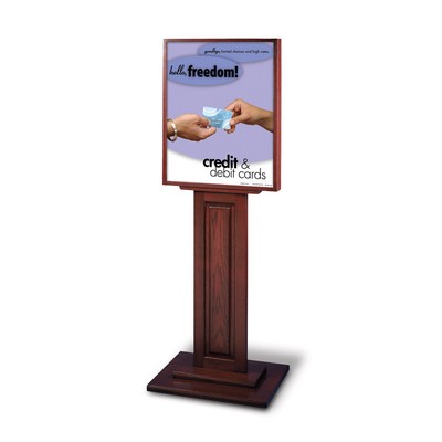 Oak Wood Floor Poster Stand w/Paneled Base