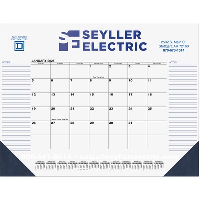 Black Calendar Desk Pad w/One Color Imprint (21¾" x 17")