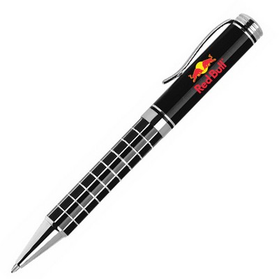 Calli Ballpoint Pen w/Grid Barrel & Chrome Accents