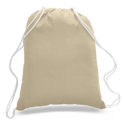 Small Natural 100% Cotton Drawstring Backpack - Blank (14"x18")