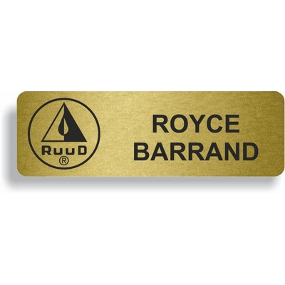 Brushed Gold Metal Frameless Aluminum Badge (1"x 3")