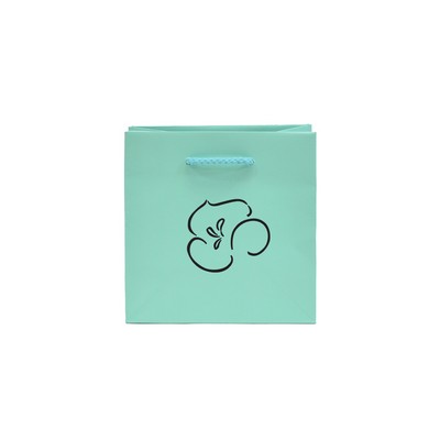 Matte Aqua Traditional Shape Paper Euro Tote (6.5"x3.5"x6.5")