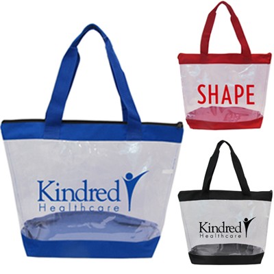 Clear Zipper Tote Bag With Large Imprint Area