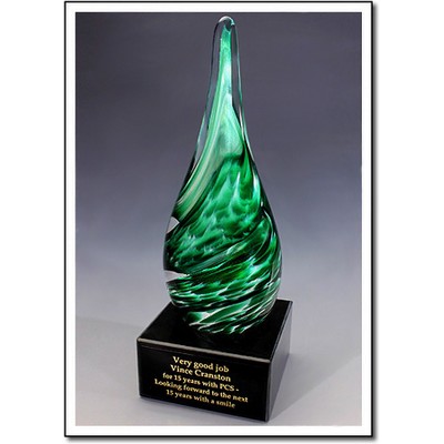 Emerald Mist Art Glass Sculpture w/o Marble Base (3.5"x7")