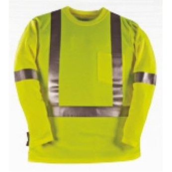 8.8 Oz. Polartec® Power Dry® FR Long Sleeve T-Shirt w/Reflective Tape (Yellow)