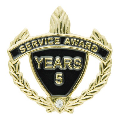 1¼" 5 Year Service Award Lapel Pin w/Rhinestone