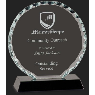 Ultra Modern Collection Circle Facet Glass Award - 5'' H