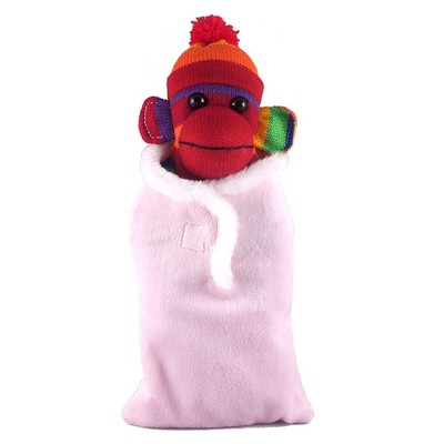 Rainbow Sock Monkey (Plush) in Baby Sleep Bag Stuffed Animal