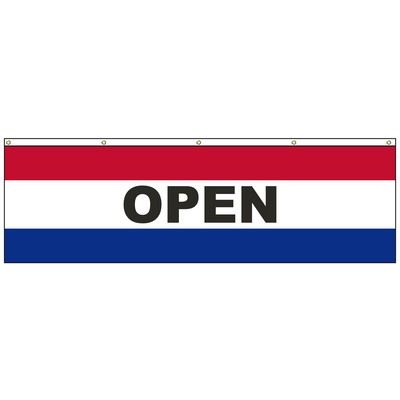 Open 3' x 10' Horizontal Flag with Heading and Grommets Across the Top