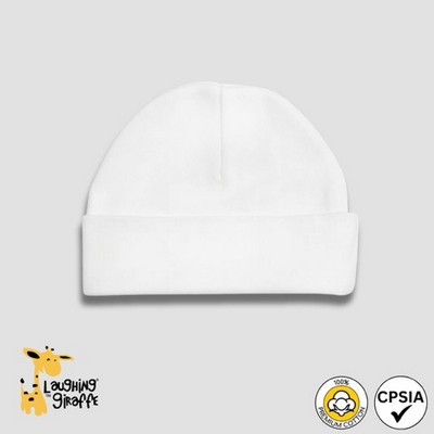 Baby Beanie Hat - White - Premium 100% Cotton - Laughing Giraffe®