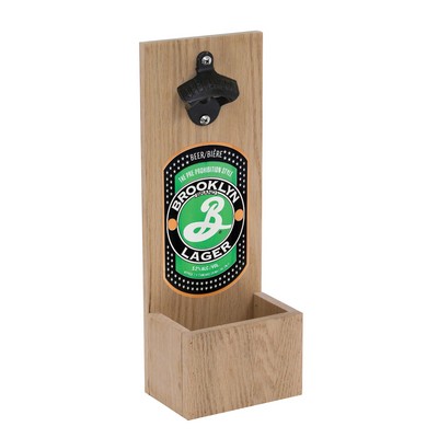 Countertop Bottle Opener w/Wood Cap Catcher - 6"w x 14"h x 4"d