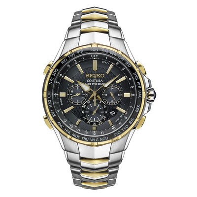 Seiko Men's Coutura Radio Sync Solar Chronograph 2 Tone Watch