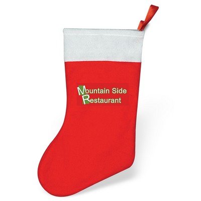 15" Felt Christmas Stocking w/ White Trim w/ Custom Shaped Heat Transfer