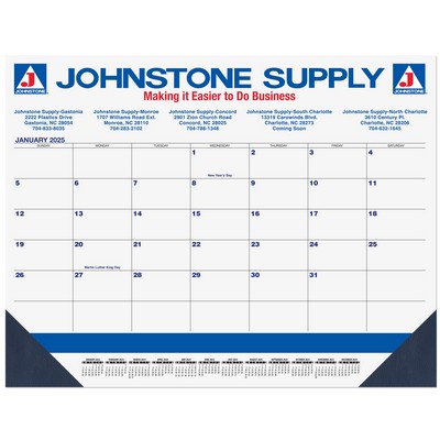 Blue & Black Calendar Desk Pad w/Two Color Imprint (21¾" x 17")