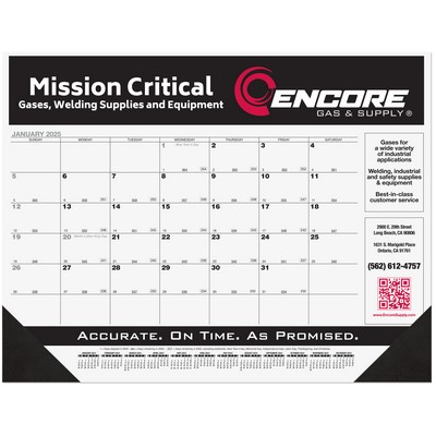 Black Calendar Desk Pad w/Two Color Imprint