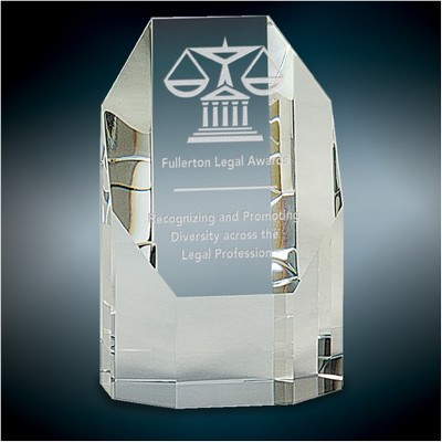 Octagon Tower Crystal Award, 5"H