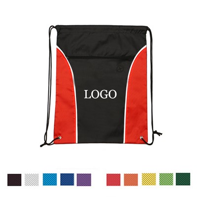 Two Tone Drawstring Pack With Zipper