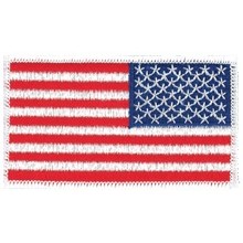 US Flag Patch 3.5" x 2" Emblems (White Reverse)