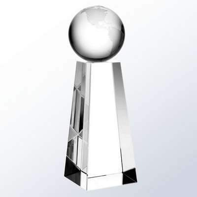 Optical Crystal Top of The World Globe Award, Medium (2-3/8"x7")