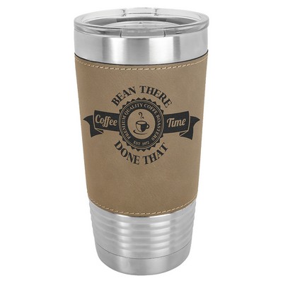 Polar Camel 20 oz. Light Brown Laserable Leatherette Tumbler