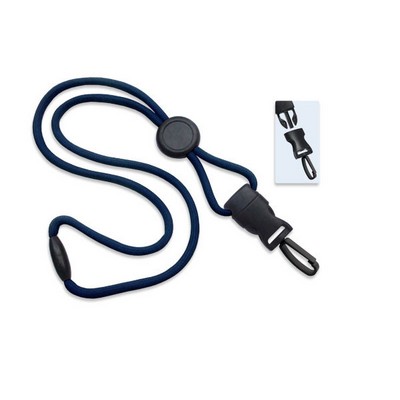 1/4" Blank Detachable Lanyard w/D-tach Plastic Swivel Hook (Navy Blue)